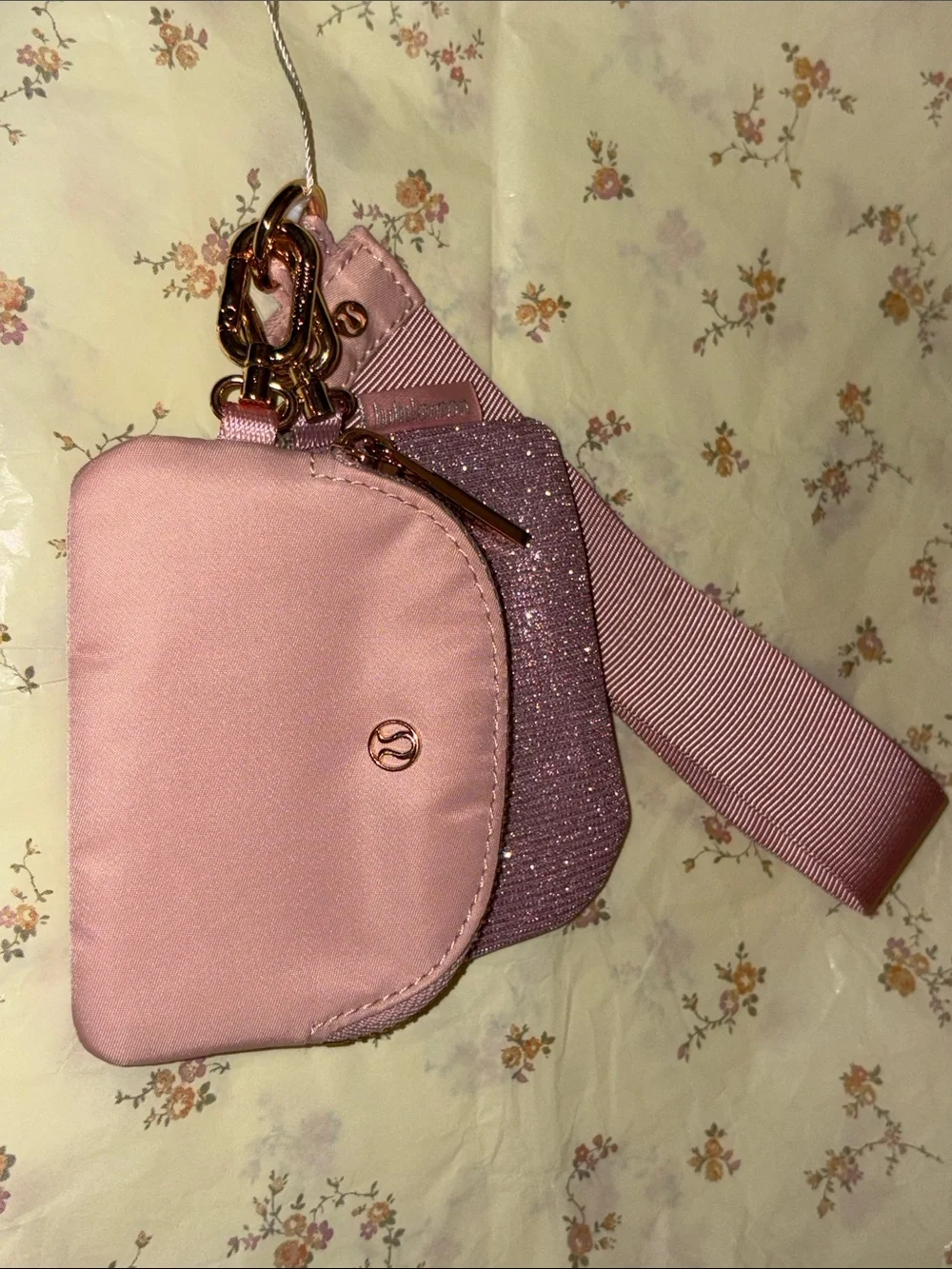 lululemon athletica Duo pouch wristlet Pink and Lilac Glitter Pouch